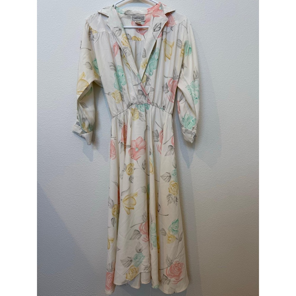 Vintage 80s Charlee Allison Floral Dress 9-10‎